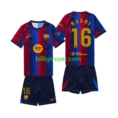 Billige Fotballdrakter FC Barcelona Rodri 16 Barn Hjemmedraktsett 2026/27 Kortermet